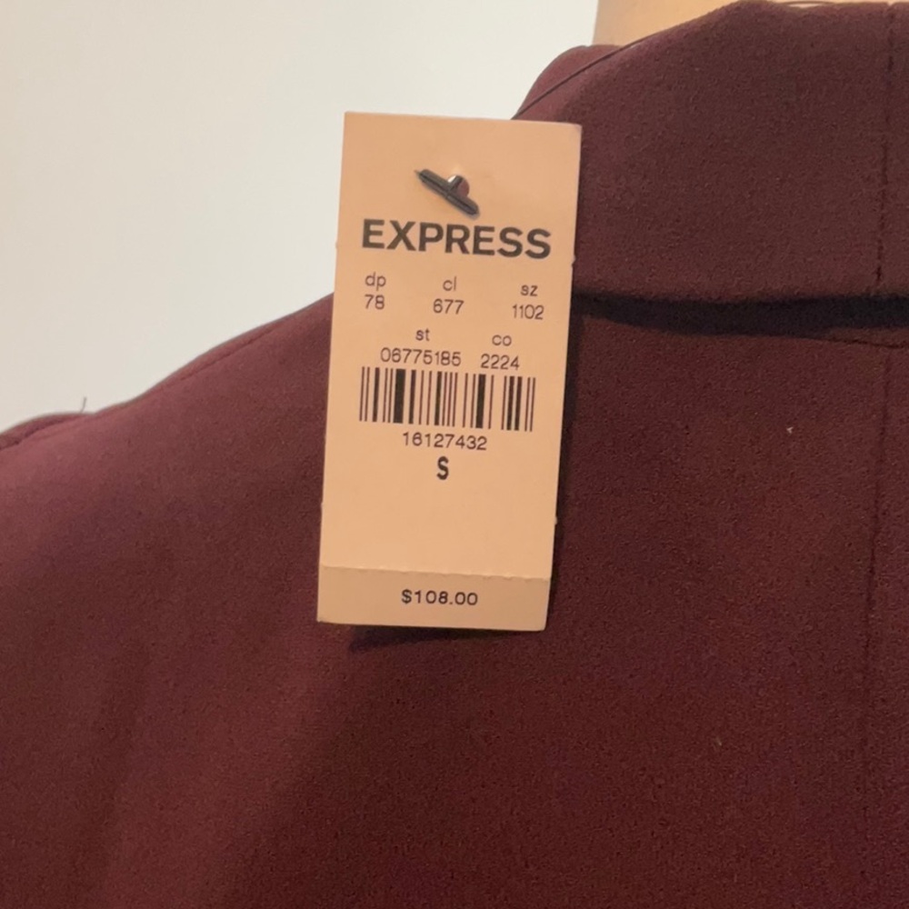 Express Burgundy Open Front Blazer - Picture 5 of 6